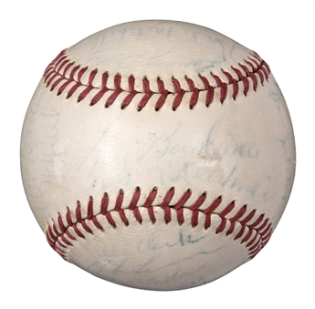 1948 World Champion Cleveland Indians Team Signed Baseball With 22 Signatures Including Feller, Paige, Boudreau & Doby (PSA/DNA)